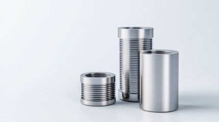 Metallic Cylinders with Threaded Edges in Various Sizes for Industrial and Engineering Applications
