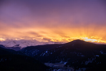 Fiery skies over the Colorado Rocky Mountains