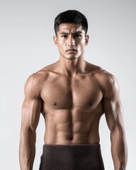 Fototapeta premium Asian experiencing injury, depicting real emotion and struggle.