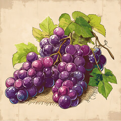 Fototapeta premium Grape fruit illustrator for advertising. Generative AI Illustration