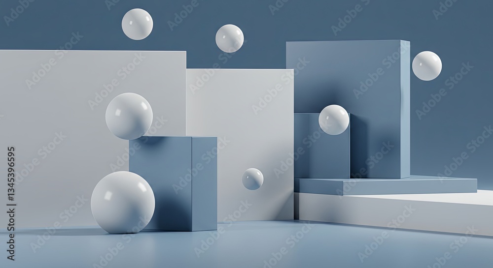 Poster The spheres are of different sizes and are positioned in various directions