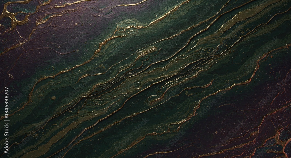 Aufkleber a gold and green patterned wall with a shiny texture