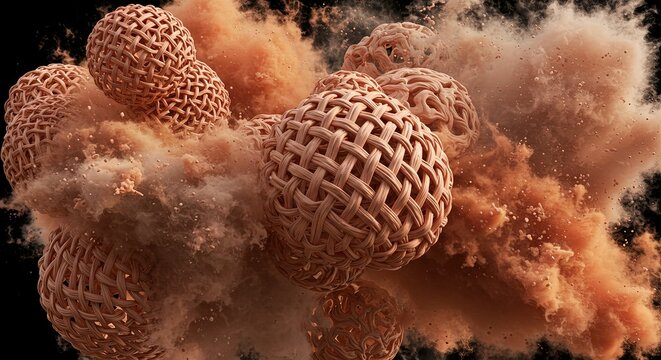 A bunch of balls are flying through the air