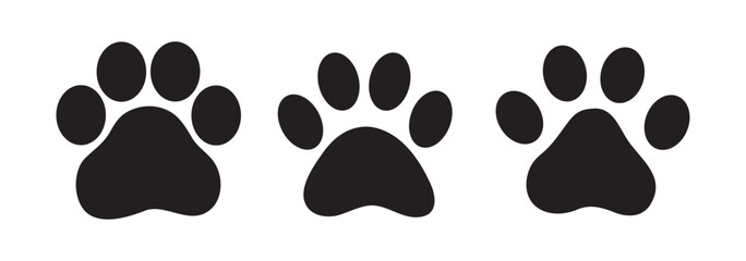 Cat or dog paw icon. Paw icon. Dog, cat paw icon. Zoo, vet logo element. Paw print vector symbol. Vector illustration. Tiger, Wolf, Cat, Dog ana pet footprint symbol.