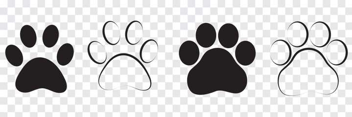 Cat or dog paw icon. Paw icon. Dog, cat paw icon. Zoo, vet logo element. Paw print vector symbol. Vector illustration. Tiger, Wolf, Cat, Dog ana pet footprint symbol.