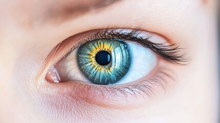 Obraz premium Close-up of a Captivating Human Eye, Revealing Intricate Details and Vibrant Hues