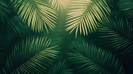 Lush Green Tropical Leaves with Sunlight Background for Nature Themes