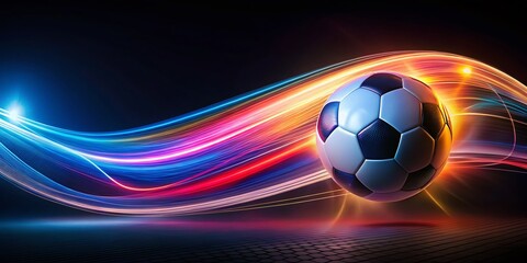 Fototapeta premium Dynamic Soccer Ball Light Trails, Long Exposure Night Photography, Free Sports Logo Design Concept