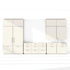 an image of a white kitchen with a lot of cabinets, there is a white kitchen with a lot of cabinets and drawers