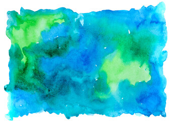 Obraz premium Blue and Green Hand Drawn Watercolor Background