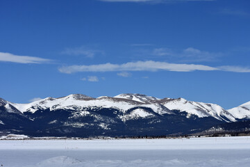 snow covered mountains in Colorado winter