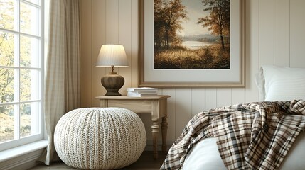 Cozy bedroom with warm autumnal tones