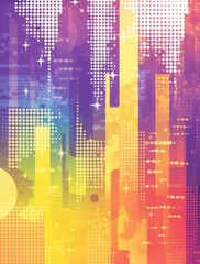 Abstract Cityscape, Sunset Hues, Dots