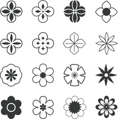 Flowers icon set. Flowers in modern simple flat style. Flower icon collection. Flower elements collection. Cute round flower