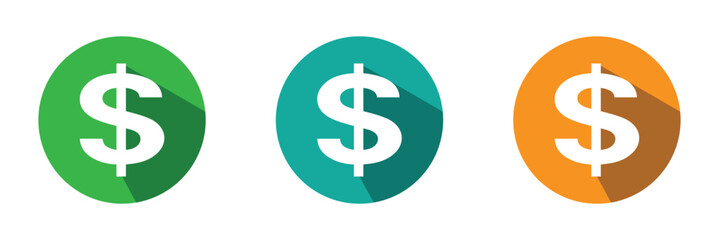 American dollar currency or dollar symbol flat icon for apps and websites on white background.