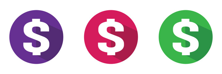 American dollar currency or dollar symbol flat icon for apps and websites on white background.