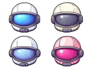 Four Colorful Astronaut Helmets
