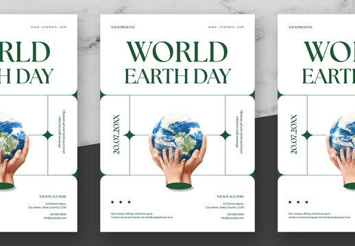 Green And White Earth Day Flyer