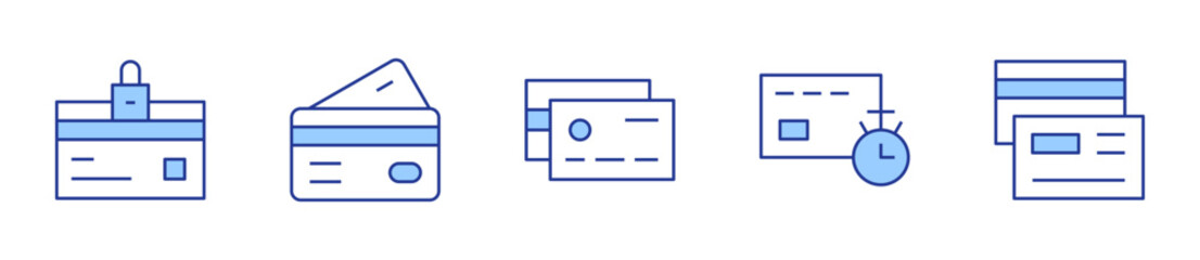 atm, credit card, card, timer. Credit card Icon vector illustration. Line Duotone style. Editable stroke