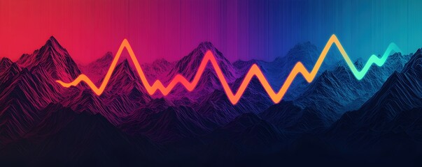 Colorful Abstract Mountain Landscape with Trend Line Graphic Visuals