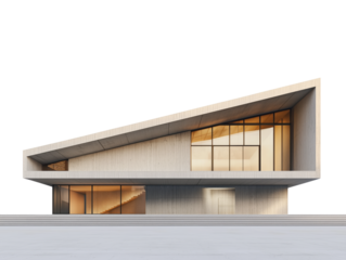 Modern Architectural Masterpiece: Minimalist Concrete Building with Angular Design
