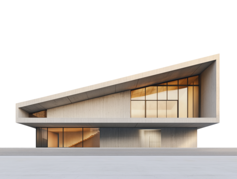 Modern Architectural Masterpiece: Minimalist Concrete Building with Angular Design
