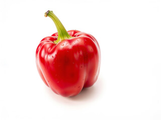 A fresh red pepper with a vibrant color, isolated on a white background. Generative AI