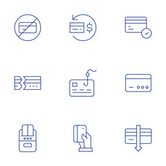 Credit card icons set. Thin Line style, editable stroke. phishing, credit card, reimbursement, card, no credit card