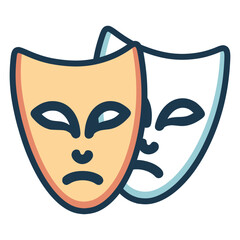 opera mask party circus festival flat color vector illustration template design