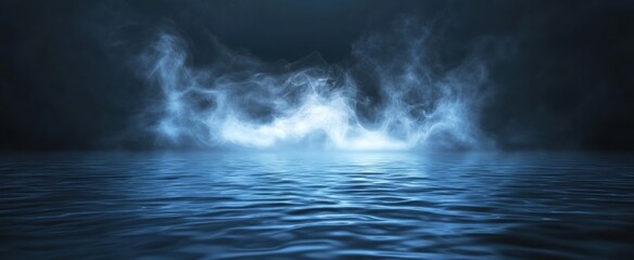 Fototapeta premium Blue water surface reflecting hazy and illuminated atmospheric vapor