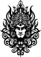 vector sketch illustration silhouette design of traditional ethnic puppet characters vintage  