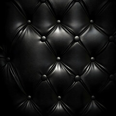 Luxurious Black Leather Upholstery With Diamond Tufting Design Texture and Patterning For Furniture Fabric and Seating Comfort and Interior Decor featuring smooth rich quality