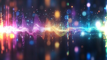 Colorful sound waves create vibrant visual patterns in a dynamic display of audio frequencies