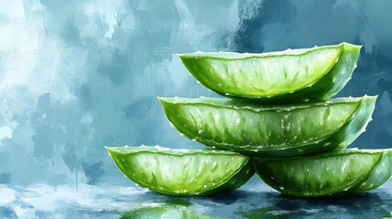 Obraz premium aloe vera sliced isolated,cartoon illustration style
