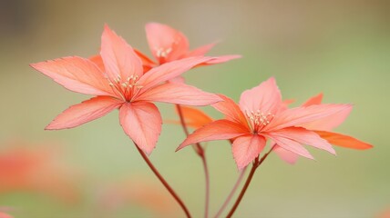 Fototapeta premium Coral Flowers with Dew Drops: Close-up Macro Photography