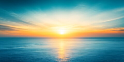 Obraz premium Golden Horizon Reflecting Tranquility Across Ocean Waterscape at Sunsets Warm Embrace