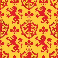 Seamless Pattern Featuring a Collection of Historic Medieval Arms