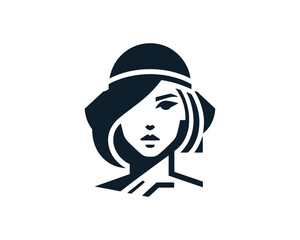 Beautiful Fashion girl vector icon illustration. Women's logo design concept for fashion, massage, magazines, cosmetics, and beauty salons.
