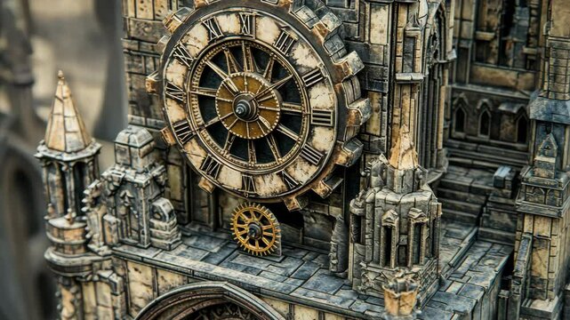 close-up of ancient clock tower, intricate gears and dials, beautifully crafted, a timeless piece of history, perfect for those who appreciate craftsmanship