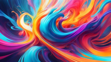 Obraz premium A vibrant abstract image featuring swirling, dynamic colors blue, orange, pink, purple creating a sense movement energy.
