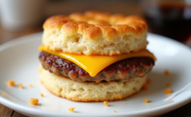 sausage biscuit sandwich classic fast food breakfast