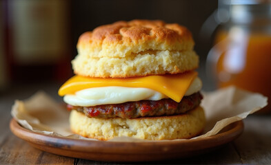sausage biscuit sandwich with mayonaise