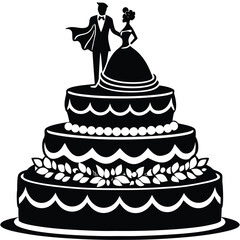 wedding cake with a topper silhouette
