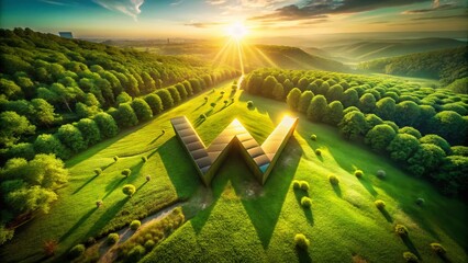 Obraz premium Elegant W Logo Aerial Photography: Luxury Brand Branding Concept