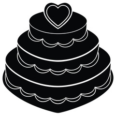three tiered heart cake silhouette