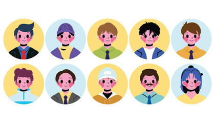 People avatars set of young men and women. vector illustration