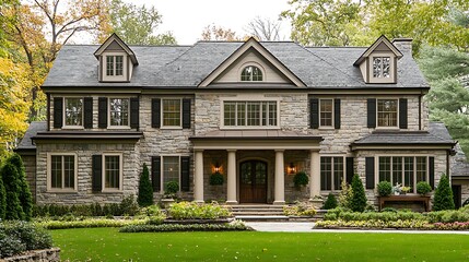 english country house with columns