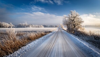Obraz premium country road in december