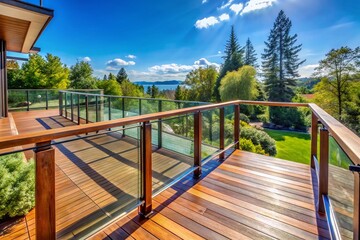Fototapeta premium Elevated View of Diverse Deck Railing Designs: Modern, Classic & Rustic Styles
