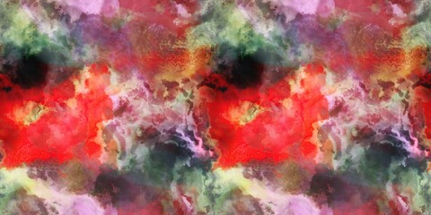 Multicolour space dyed marble seamless border art Endless edging texture background. Vivid mottled marl effect ombre home decor design. For tie dye and surface fashion ribbon trim.